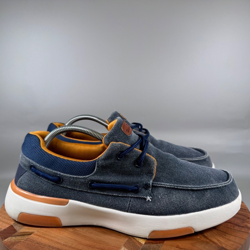 OrthoComfoot Mens Blue Canvas Boat Shoes Orthopedic Loafers Size EU 44 US 11